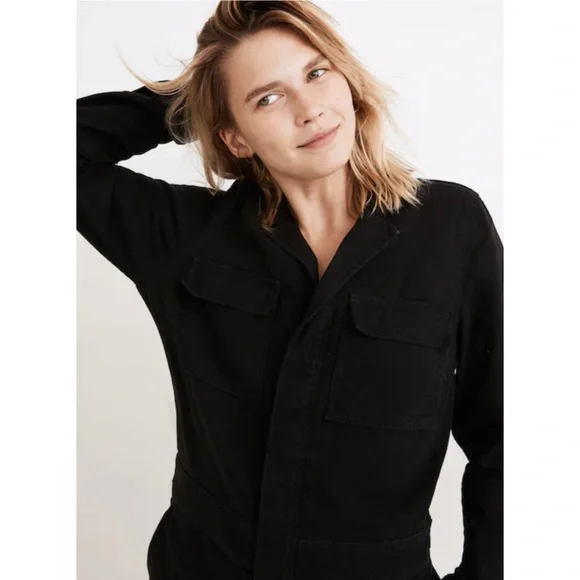 Madewell Signature Coverall Jumpsuit 100% Cotton Denim in Black - Picture 6 of 11